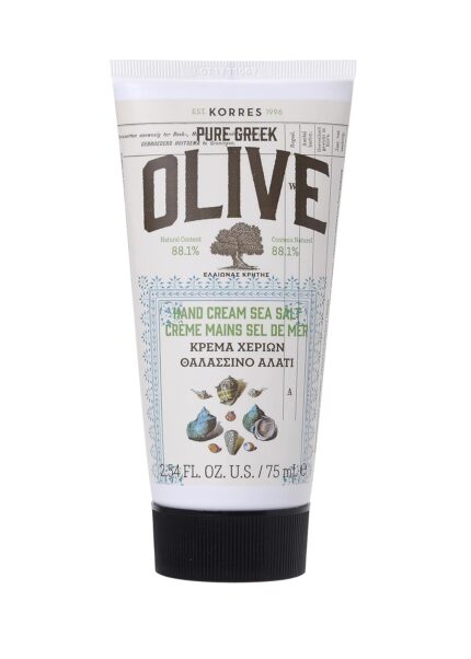 KORRES Olive Hand Cream, Sea Salt, Nourishing and Hydrating Moisturizer with Greek Olive Oil and Antioxidants