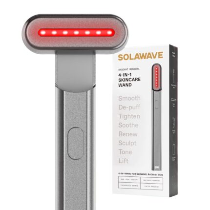 Solawave 4-in-1 Red Light Therapy Wand for Face & Neck | Beauty Device with Galvanic Current, Massager