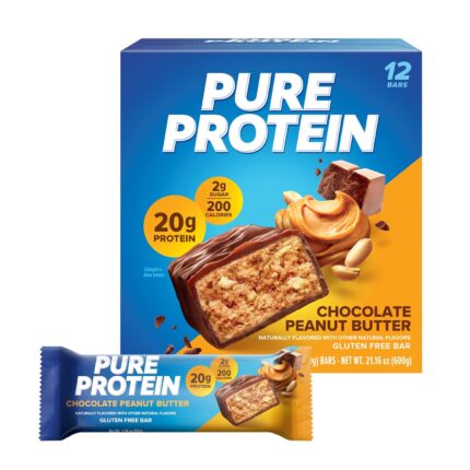 Pure Protein Chocolate Peanut Butter Protein Bars – 20g Protein, 3g Sugar, 190 Calories