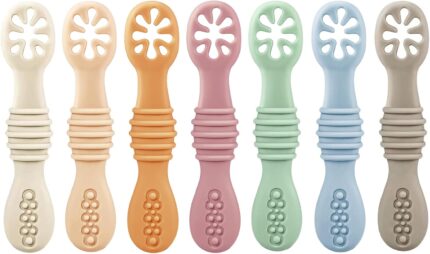 PandaEar 7 Pack Silicone Baby Feeding Spoon