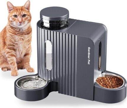 Gardner Pet Automatic Gravity Cat Food Feeder and Water Dispenser Stainless Steel